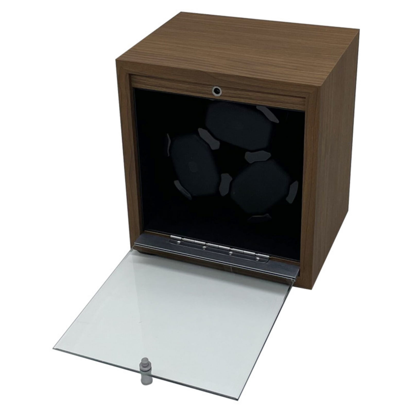 Rushawy 3 Position Timepiece Winder Cabinet Carbon Fiber Black Low Noise Motor for Dresser Desk Nightstand Use