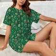 thumbnail image 4 of Wukai Milk Tea Women's Pajama Set,Short-Sleeve Top and Shorts with Elastic Waistband and Pockets for Loungewear, Yoga, and Casual Wear-Medium, 4 of 8