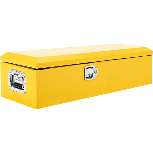 39x13x10in Steel Truck Bed Tool Box with Diamond Plate Side Handle and Lock Keys Portable Storage Organizer for Pickup RV Trailer Yellow