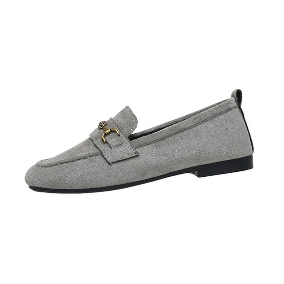 RXMEKW Slip-On Loafers for Women with Horsebit Detail Low Heel Casual Shoes in Black Gray Brown