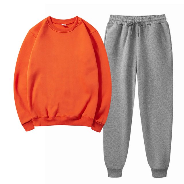 jovatis Ensembles Deux Pièces pour Femmes Chandail Uni à Col Rond Décontracté Pantalon de Sport Ensemble de Sport pour Femmes
