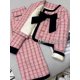 thumbnail image 3 of Abrigo corto de dos piezas con lazo para mujer, de cintura alta minifalda, Tweed, fragancia francesa pequeña, Primavera, Otoño e Invierno, 3 of 5