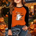 thumbnail image 3 of Abcomgle Halloween Shirts for Kids Boys Cute Ghost Drinking Coffee Graphic Tshirts for Kids Crewneck Raglan Long Sleeve Tee Shirts for Girls Fall Funny Tee Top Girls, 3 of 7