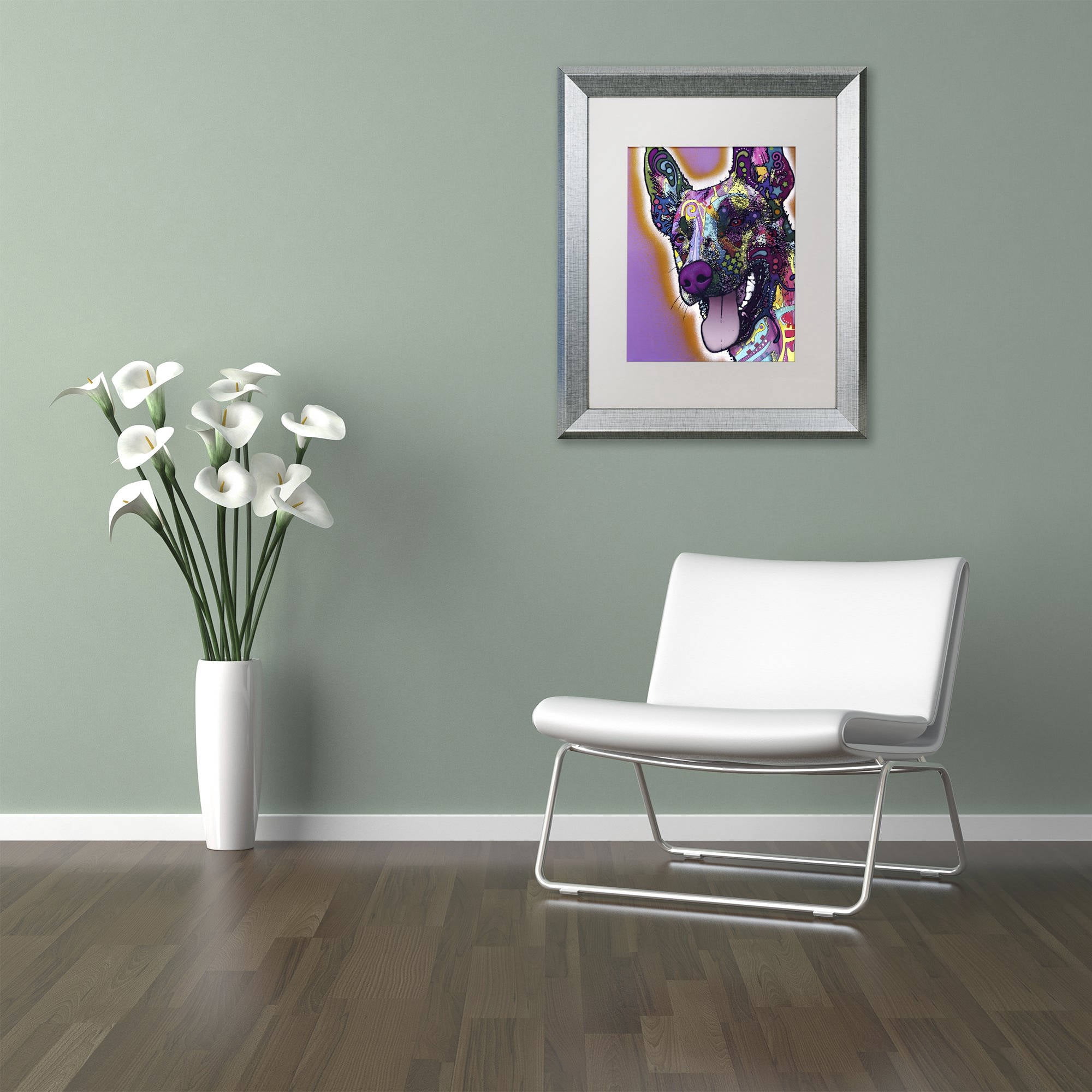 Trademark Fine Art "Malinois" Canvas Art by Dean Russo, White Matte, Silver Frame