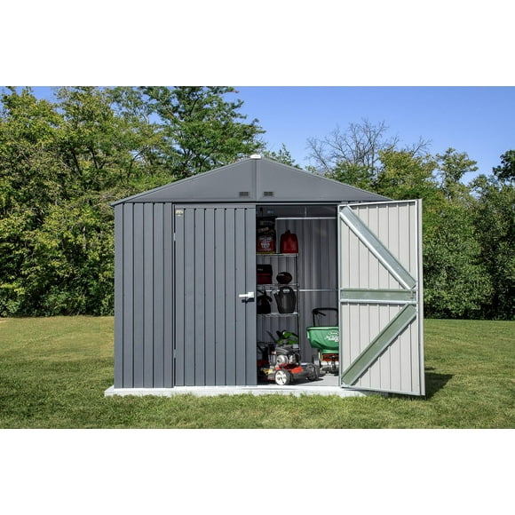 Arrow Elite - Abri de rangement en acier, 10 x 8, anthracite
