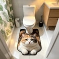 thumbnail image 6 of Gumesh Cute Cat U Shaped Bathroom Rugs Toilet Mat Cute Contour Rug Non Slip Water Absorbent Funny Bathroom Decor Washable Green Toilet Rug 20x16 Inch, 6 of 6