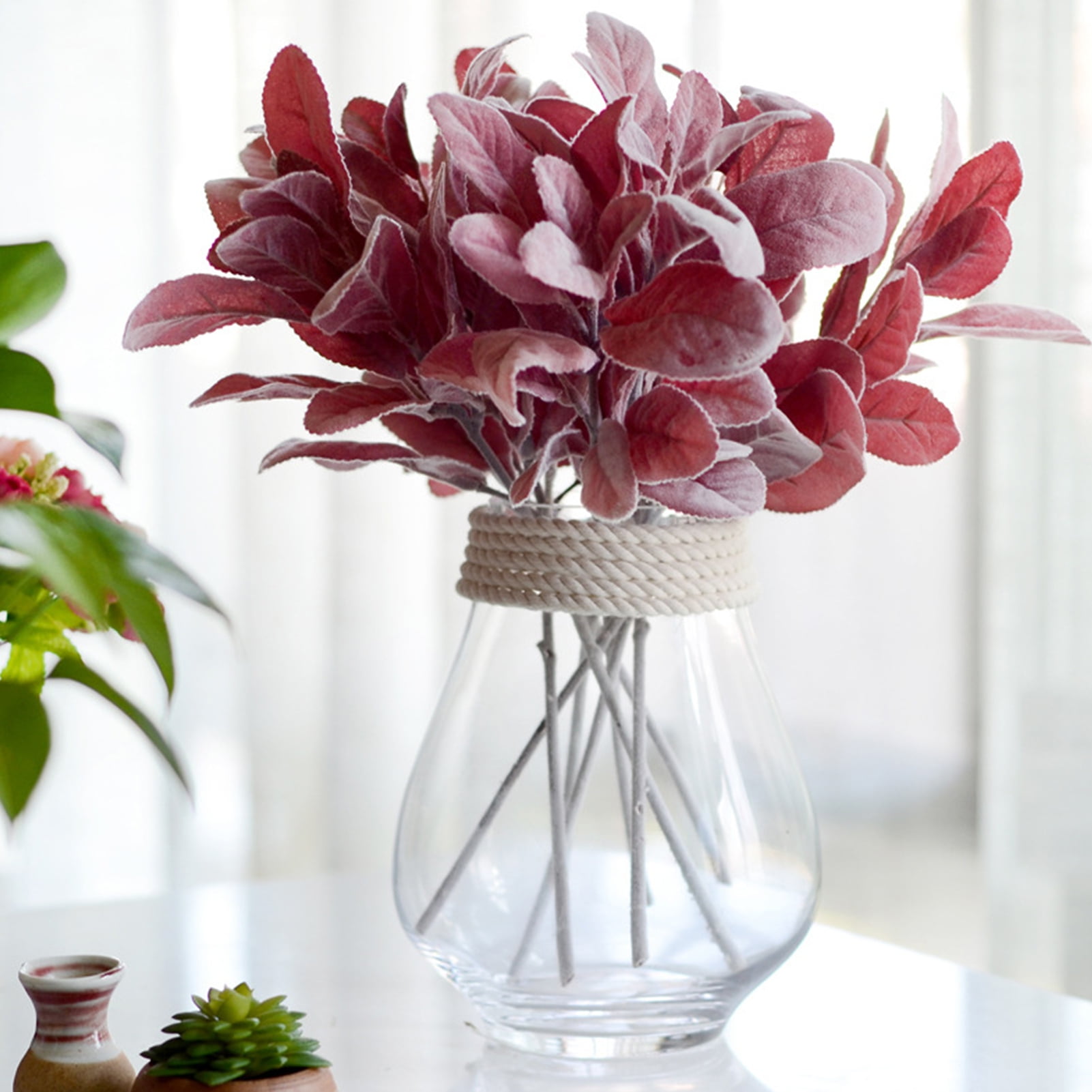 Lohuatrd 1Pc Artificial Flocked Lambs Ear Greenery Stem ,Faux Lambs Ear ...