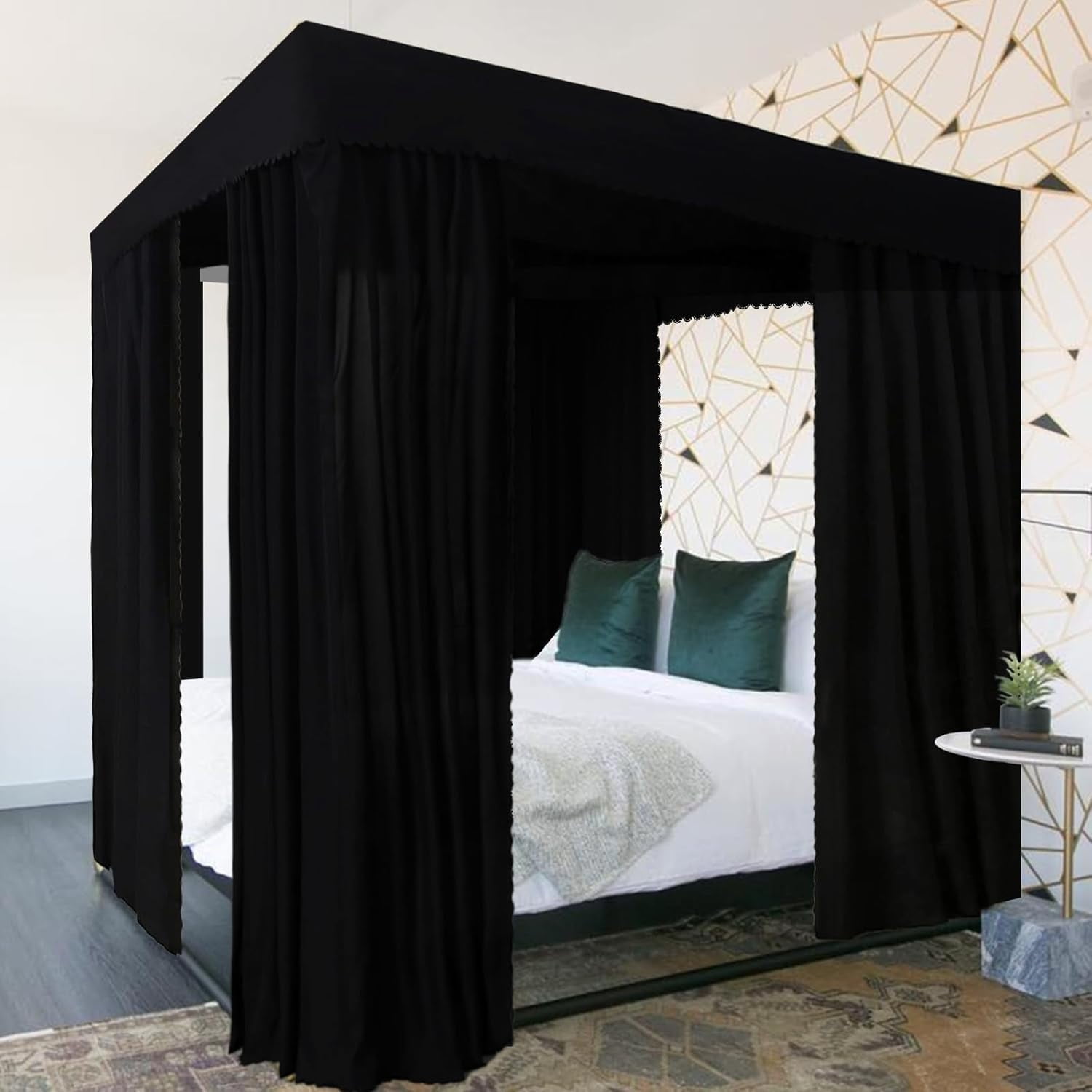 Grey Canopy Bed Curtains - 4 Corner Post Bed Curtains Canopy Queen Bed Canopy Curtains for Adults Girls Bedroom Decoration(Grey, Queen)