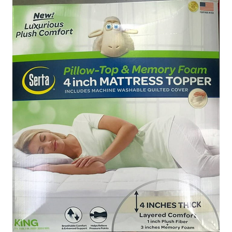 Serta 4 Fiberfill & Gel Memory Foam Pillow Top Mattress Topper (Assorted  Sizes) - Sam's Club