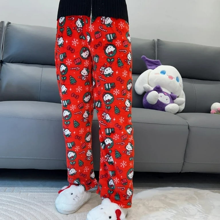 Christmas Pants Sanrio Cartoon Hello Kitty Fleece Pajama Pants Soft Trousers Women Casual Home Trousers Kawaii Birthday Gift Walmart