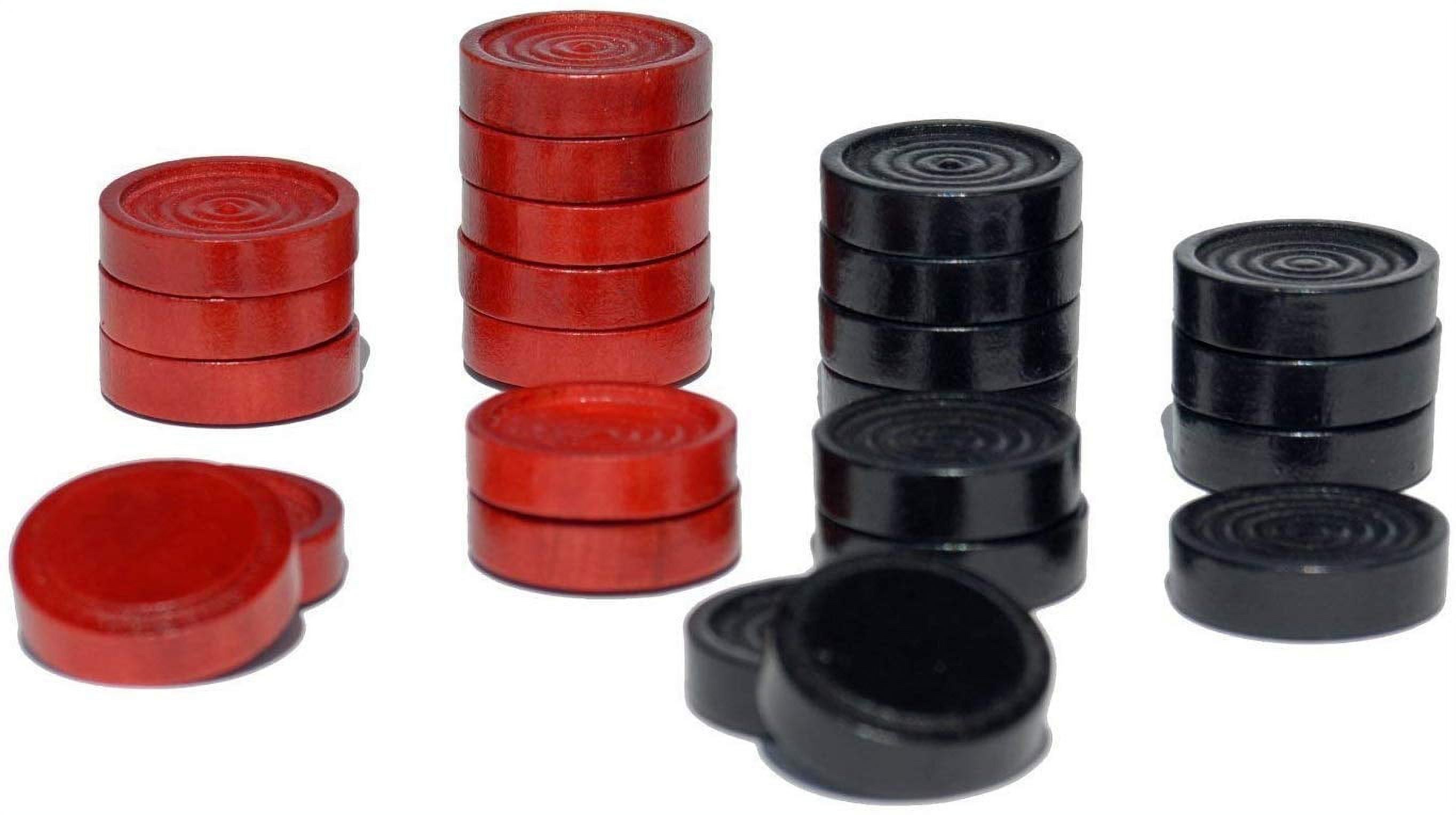 WE Games Vintage Checkers Board Game Set with 14.5 inch Solid Wood Board and 24 Red/Black Checkers