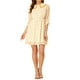 thumbnail image 5 of Vestido de mujer Inspire Chic con estampado de estrellas y puntos, cuello de solapa, volantes y mangas 3/4 M Blanco Amarillo Corazón, 5 of 7