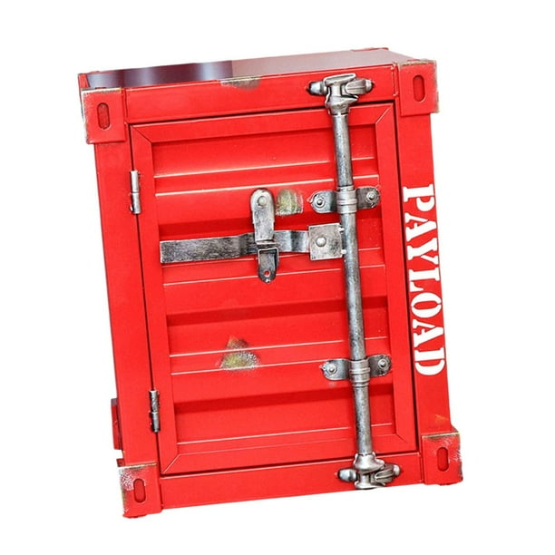 Mesita de noche de estilo Industrial, armario estilo contenedor, muebles para el hogar, práctica mesita de noche con cerradura para aperitivos de baño Rojo
