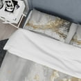 thumbnail image 4 of Designart "Colliding Patterns Gold and White" Abstract Bedding Covert Set - Modern White Bed Set With 1 Shams, 4 of 6
