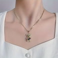 thumbnail image 4 of 14K gold-plated cute cartoon bear pendant necklace, colorful zircon inlay, fashionable copper jewelry, suitable for women, versatile daily and party accessories,21.65 inches, 4 of 9