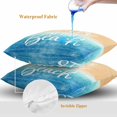 thumbnail image 4 of Throw Pillow Covers 24x24 Inch Set of 2, Blue Coastal Waterproof Outdoor Pillow Covers, Life Is Better At The Beach Beach Decorative Cushion Pillowcases for Couch, Sofa, Bed, Garden, Patio, 4 of 9