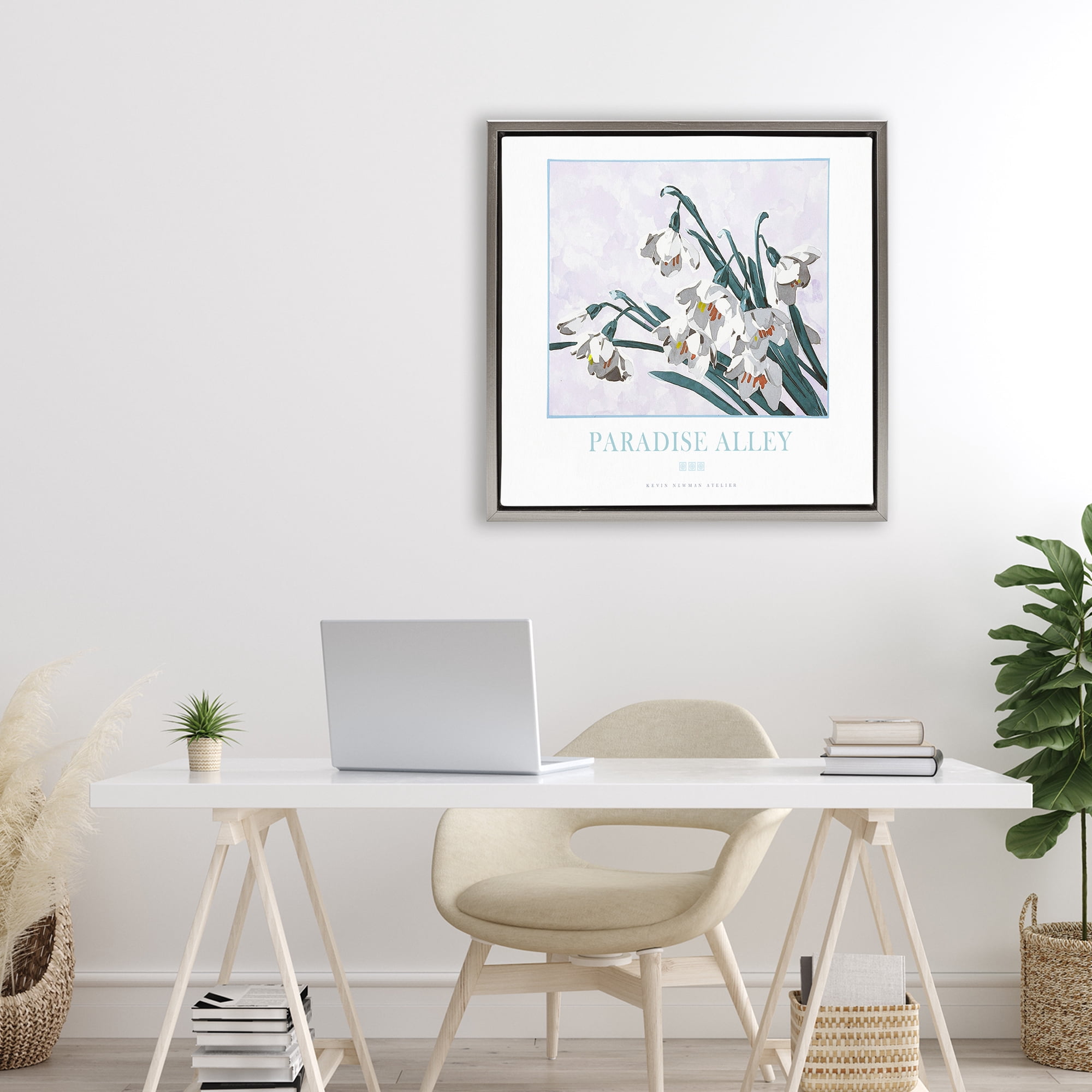 Stupell Industries Paradise Alley White Spring Blooms Gray Framed Floater Canvas Wall Art, design by Jadei Graphics