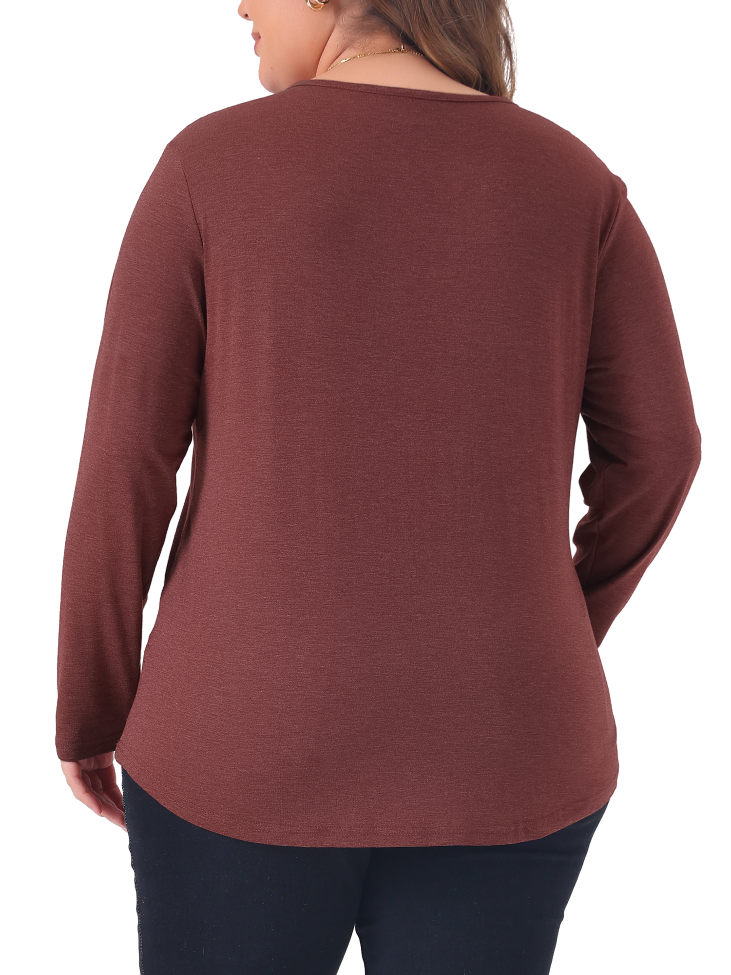 DARING DIVA Women's Plus Tops Pleated Front V Neck Button Blouses 4X Burgundy