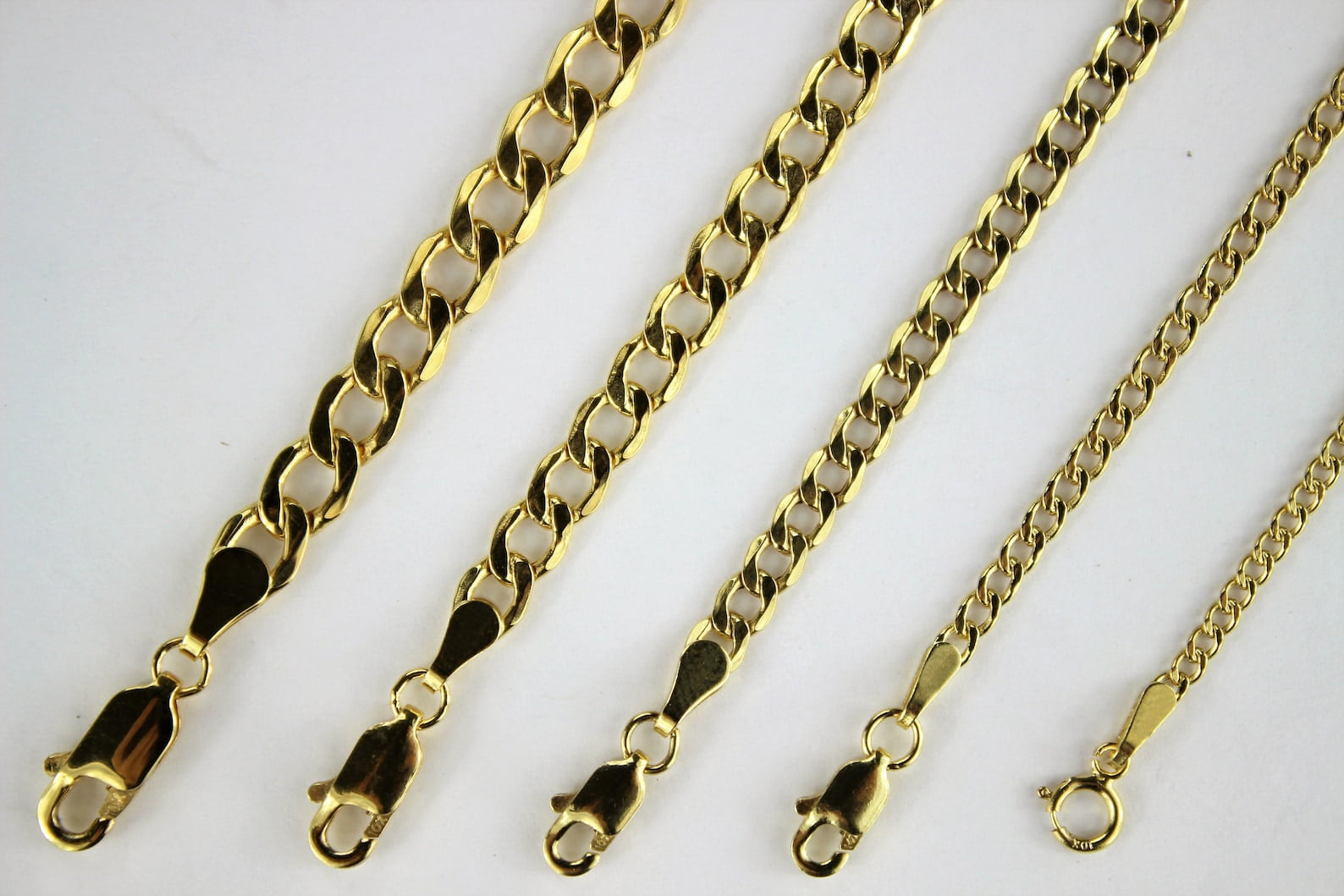 10K Yellow Gold Hollow Cuban Chain Necklace Bracelet