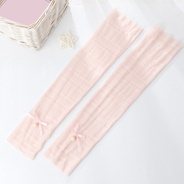 par de mangas elásticas para mujer, protector solar, protección UV, deportes al aire libre, ciclismo, correr, absorbe el sudor, mangas de medio dedo de seda helada, talla única Gao Jinjia LED