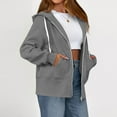 thumbnail image 3 of Women's Zip Up Hoodies Oversized Long Sleeve Cardigans Lightweight Drawstring Hood Jackets with Pockets Solid Casual Sportswear 2025 Fall Fashion Clothing, 3 of 6