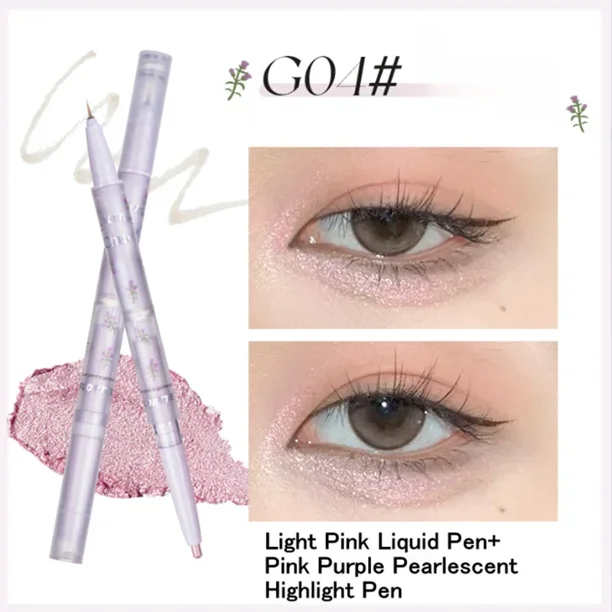 FLORTTE-delineador de ojos de doble cabeza, barra de gusano de seda, brillo de perla mate, delineador de sombra de ojos, lápiz resaltador, maquillaje de ojos