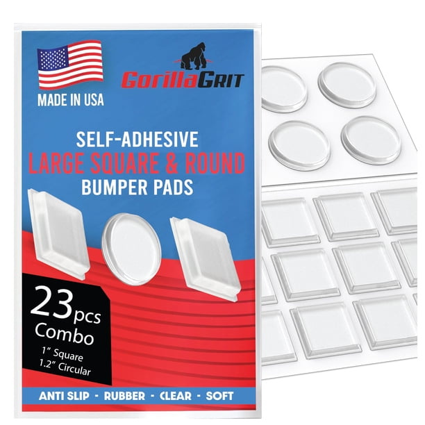 Topes adhesivos transparentes GorillaGrit, 23 piezas, almohadillas de goma