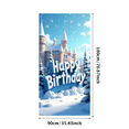 thumbnail image 7 of LUUFILx Happy Birthday Winter Wonderland Backdrop Snowy Castle Background Party Decoration Photography Props Banner Supplies Festival Celebration, 7 of 7