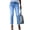 #03Blue, variant on Women Boyfriend Jeans High Waist Stretchy Jeans Trendy Raw Hem Straight Leg Jean Distressed Denim Pants Blue S