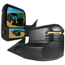 Spec-D Tuning Black Power Heated Manual Fold Tow Mirrors w/ Signal   Reverse Light   Blind Spot Monitor Compatible with 2022-2024 Toyota Tundra Left   Right Pair