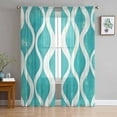 thumbnail image 3 of Teal Wave Semi Sheer Curtains 108 Inch Length 2 Panels Set, Modern Abstract Art Farmhouse Sheer Kitchen Curtain Privacy Voile Window Curtain for Living Room Bedroom Rod Pocket Drapes, 3 of 7