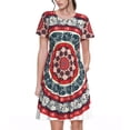 thumbnail image 1 of Easygdp Round Design para Vestido Transpirable de Mujer, Vestido Suelto de Manga Corta con Pliegues y Bolsillos para el Verano, 1 of 6