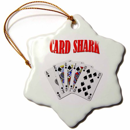 Funniest Christmas Card Sayings 3dRose Card Shark. Funny quote. Popular saying., Snowflake Ornament, Porcelain, 3-inch ()