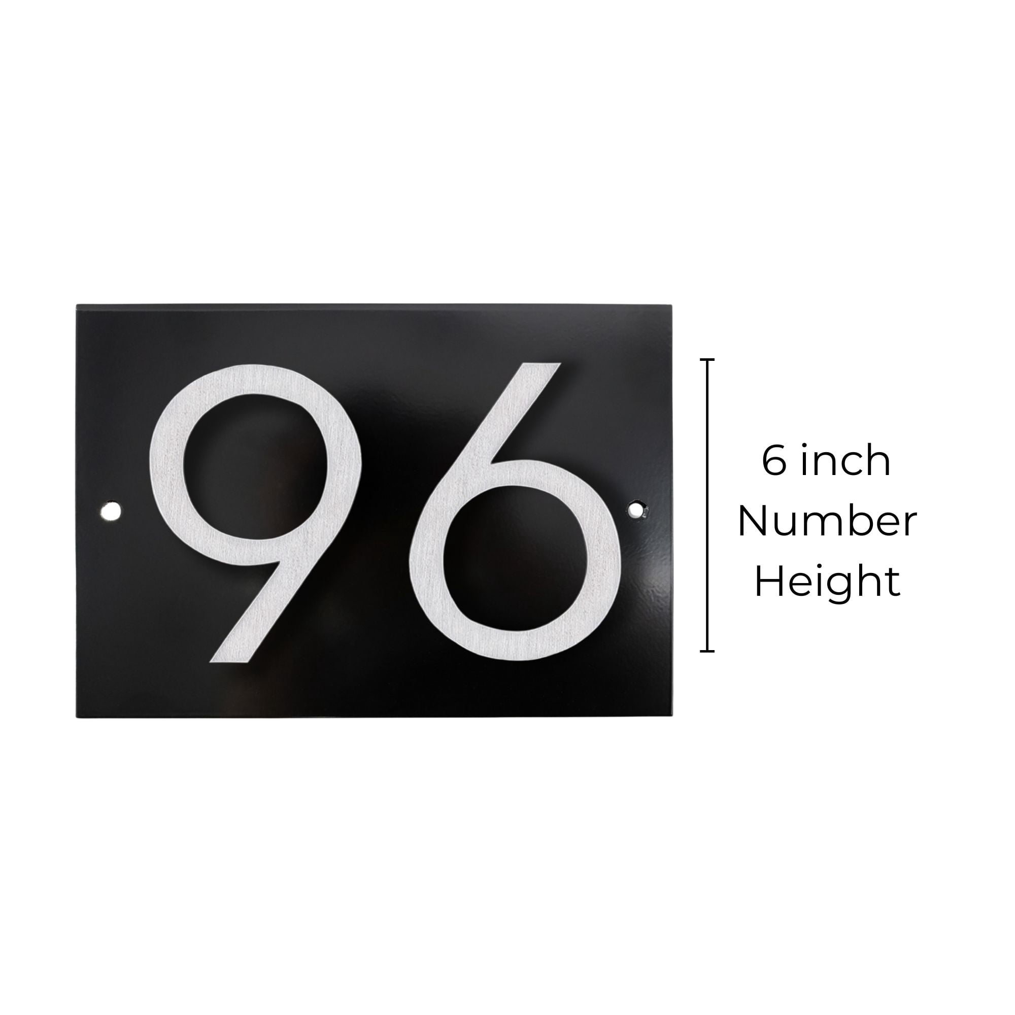 Floating Modern 6" Number Horizontal Address Plaque (2 characters) - Black/Brushed Aluminum