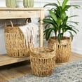 thumbnail image 2 of Northlight Set of 3 Textured Woven Water Hyacinth Rustic Storage Baskets with Handles 15.75", 2 of 6