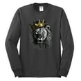 thumbnail image 2 of Wild Bobby, King Lion with Gold Crown Art, Animal Lover, Men Long Sleeve Shirt, Charcoal, XX-Large, 2 of 4