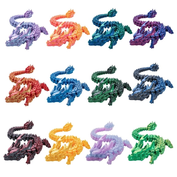 Articulated Crystal Dragon Decorative Statue Auspicious Mythical Creature 3D Printed Display Model Elegant Home Office Desktop Ornament Blue