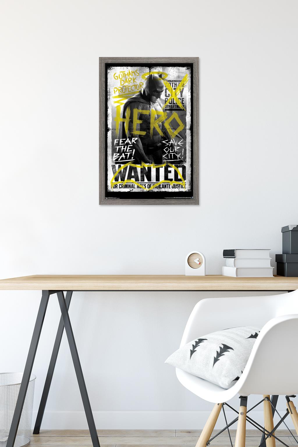 DC Comics Movie - Batman v Superman - Fear the Bat Wall Poster, 14.725" x 22.375", Framed