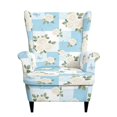 thumbnail image 2 of HUISEFOR Wingback Chair Covers, Stretch Wingback Armchair Slipcover, 2 Piece, 1 Wing Cover & 1 Cushion Cover, Wrinkle Resistant, Full Protection, Blue White Rose Patchwork, 2 of 7