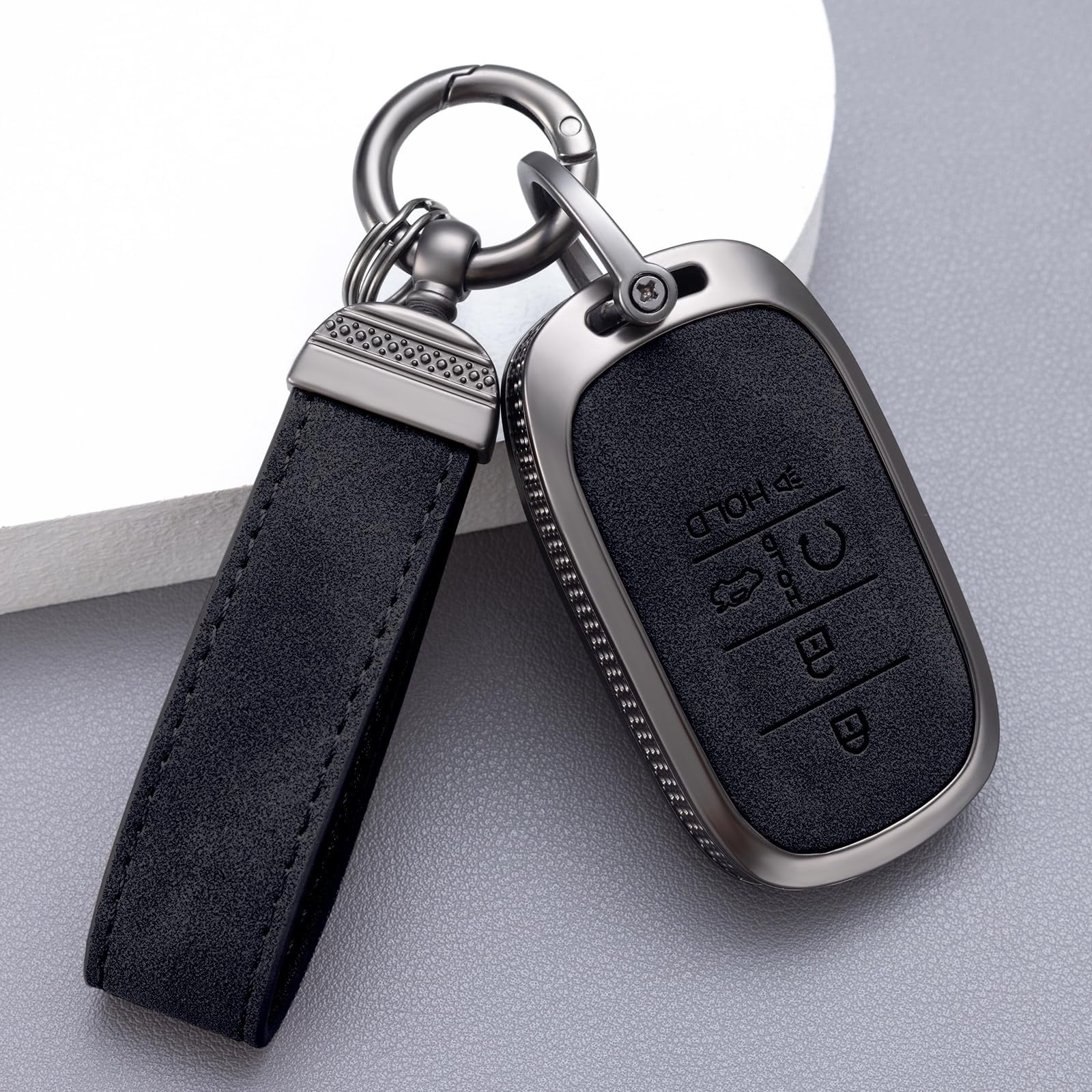 Compatible with Honda Key Fob Cover with Keychain Leather Key Case Protector for 2022 Honda Accord Civic CRV Pilot Odyssey 11th Gen Smart Key Case Holder