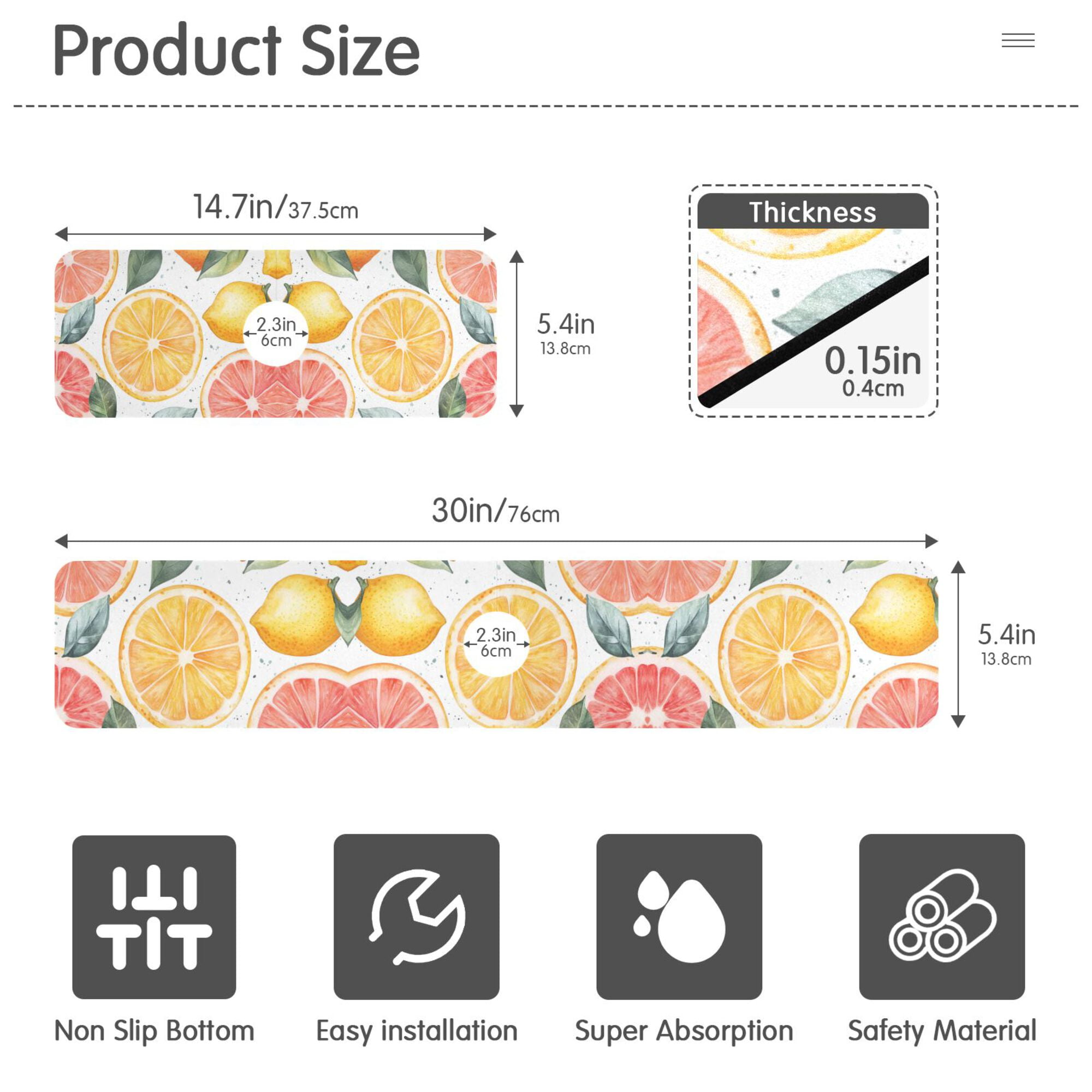 Yayeee Faucet Mat for Kitchen Sink 30" Diatomite Long Splash Guard Pad, Candy Lemon Slices, 2 Pack