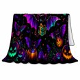 thumbnail image 2 of Whimsical Bat Holding Box, Festive autumn celebration Scene, Warm Flannel Blanket for Living Room and Bedroom with Detailed Artwork, Art Lovers autumn celebration Gift, Fantasy Home Decor, 2 of 9