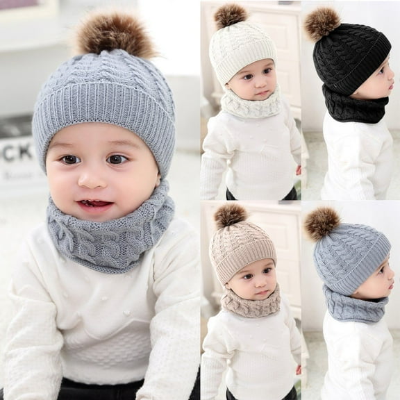 Sinhoon Toddler Kids Girl&Boy Baby Infant Winter Crochet Knit Hat Beanie Cap Scarf Set
