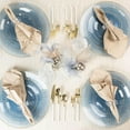 thumbnail image 3 of EcoQuality 7" inch Round Hammered Translucent Blue Plastic Plates with Gold Rim - China Like Party Plates, Heavy Duty Large Disposable Dinner Charger Salad Plate Weddings, Serveware (10 Pack), 3 of 3