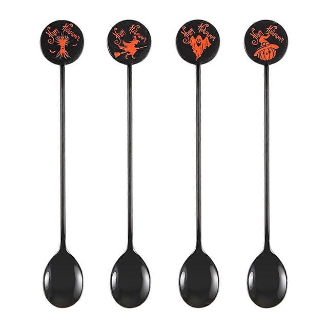 4Pcs Stainless Steel Coffee Spoons Halloween Cocktail Stirring Spoon Dinnerware Accessory