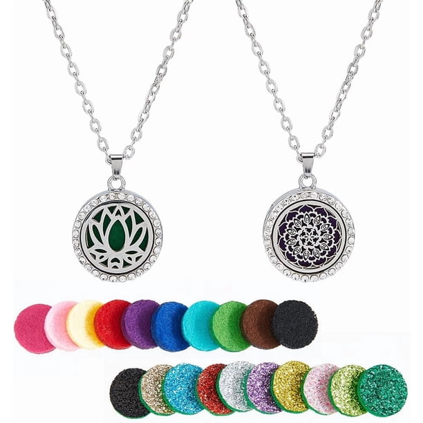 Collar difusor de aceites esenciales de aromaterapia, colgante de acero inoxidable con forma de botella de aromaterapia, medallón, regalo para mujeres y hombres.