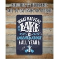 thumbnail image 3 of Metal Sign - What Happens At The Lake - Durable Metal Sign - Use Indoor/Outdoor - Makes a Great Gift and Decor for Lake house or Cabin Under $25 (12" x 18"), 3 of 5