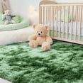 thumbnail image 3 of Jakolive Super Soft Tie-dye Dark Green Rug, 5x7 ,Anti-Skid Plush Floor Carpet Designed for Bedroom, Living Room. Durable, Cozy Underfoot, and Perfect for Adding a Touch of Sweet Style to Bedrooms, 3 of 6