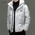 thumbnail image 3 of Chaqueta de plumón para hombre, chaqueta acolchada corta con relleno de plumón de pato, ropa de diseñador con capucha para hombre, abrigos de invierno 2024, saco informal para hombre, 3 of 4