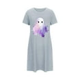 thumbnail image 4 of Abomasnow Womens Halloween Nightgown Casual Summer Fall Crewneck Short Sleeve T Shirt Deess Soft Loose Print Tunic Shirt Pajamas Sleepwear on Clearance, 4 of 4
